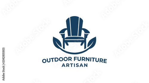 Adirondack chair logo with leaves, vector illustration for outdoor furniture artisan