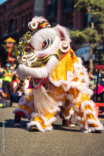 Traditional Chinese Lion Dance Performance
