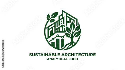 Green urban development concept, sustainable architecture graphic element