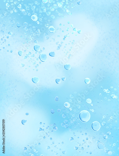 爽やかな水中を漂う透明な気泡の背景イラスト素材｜泡 水滴 水中 バブル 背景