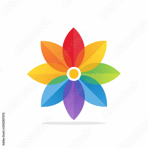 Colorful abstract flower logo with rainbow petals