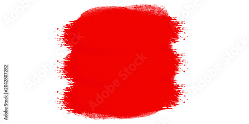 Schilderij op canvas Red grunge brush stroke texture isolated on transparent background