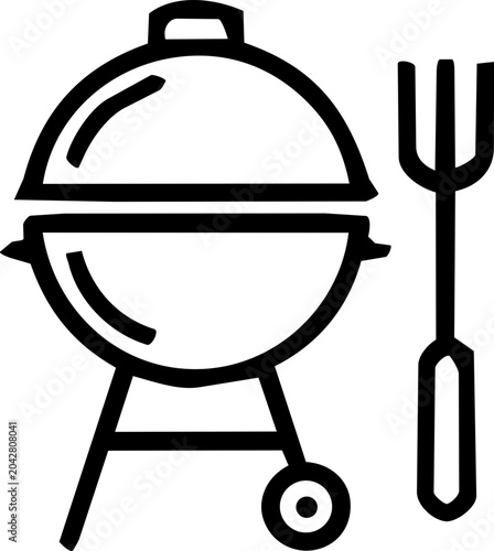 Grill BBQ Icon Vector Collection Group, Barbecue Cooking Symbol, Smoker Equipment, Outdoor Kitchen Sign, Food Preparation Graphic, Restaurant Menu Design, Picnic Party.