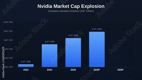 Animated bar chart showing Nvidia Market Cap Explosion tracking Company valuation timeline USD Trillions