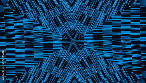 Quadro su tela Symmetrical blue geometric kaleidoscope pattern on transparent background