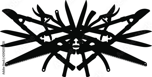 Photos Collection of gardening hand tools silhouettes including pruners shears saws and