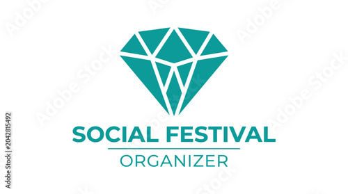 Teal diamond graphic element with 