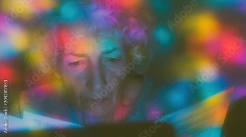 Senior woman looking down with distressed expression reviewing financial papers for family budget planning, domestic accounting and elderly poverty concept