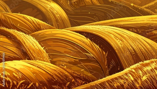 Golden textured waves abstract background.