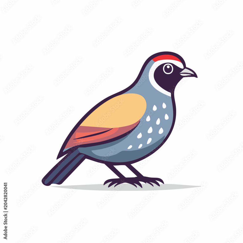 Naklejka premium Stylized Quail Bird Illustration