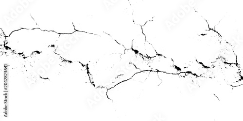 Foto Cracked white grunge background texture with black lines and splatters for graph