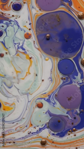 Abstract Colorful Fluid Paint Mixing in Liquid Motion