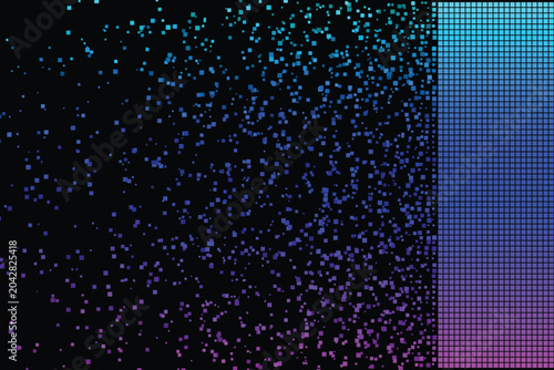 Fotografie Scattered blue and purple squares dissolving into a gradient grid scattering