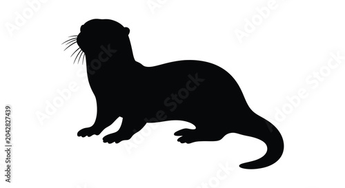 Otter silhouette on a white background silhouette