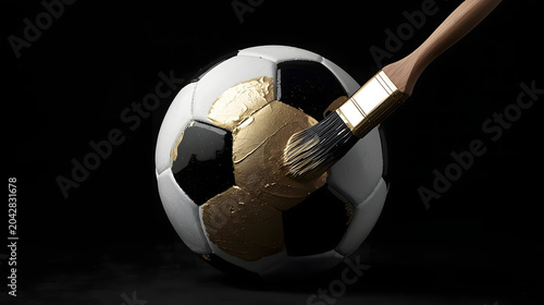 Premium Soccer Ball with Metallic Gold Finish and Artistic Painting Process