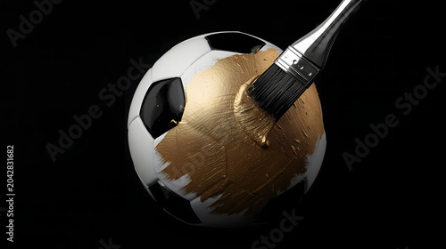Premium Soccer Ball with Metallic Gold Finish and Artistic Painting Process