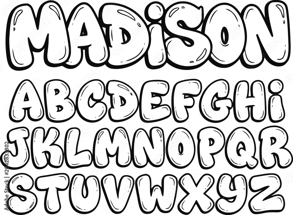 Obraz premium Black and white bubble letter alphabet and