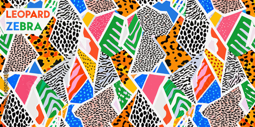 animal print collage pattern colorful leopard zebra
