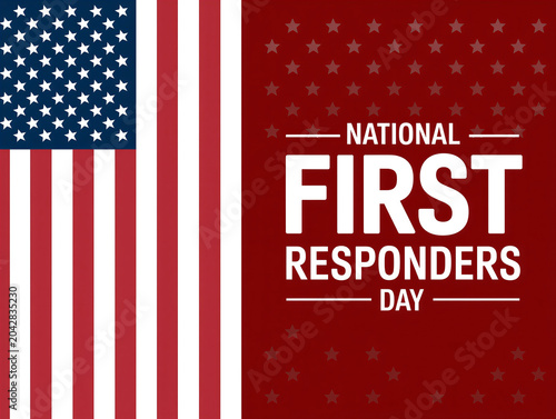 Patriotic national first responders day celebration with american flag and stars background design