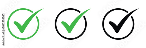 Canvas Print Approval Check Mark Tick Icons Set for Confirmation, Validation and User Interfa