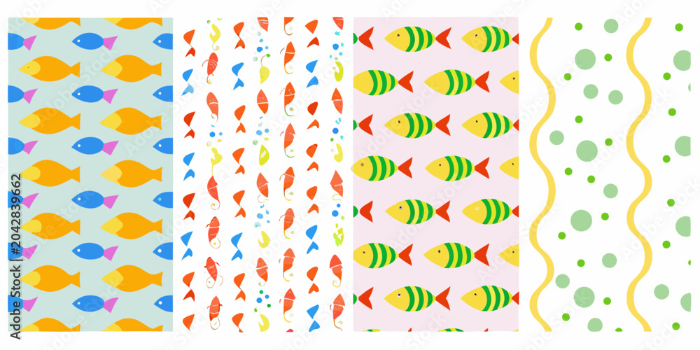 Obraz premium colorful fish patterns on various backgrounds pattern