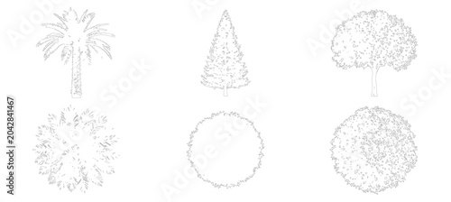 Photos Professional Architectural Plan Line Art and Tree Elevation Illustration for Urb