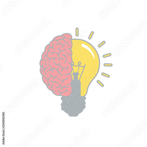 Brain Light Bulb Concept Symbolizing Ideas and Innovation.