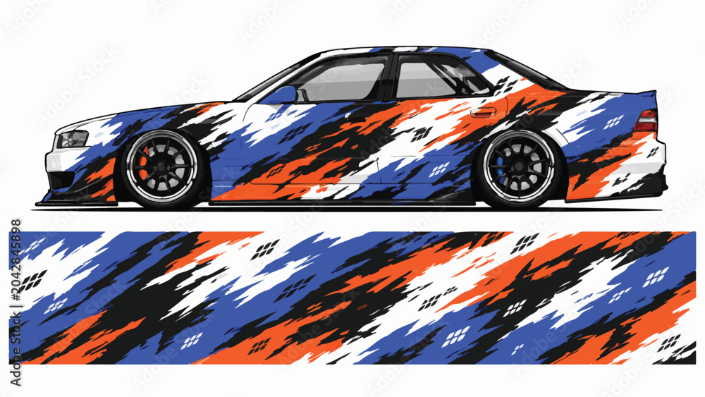 Obraz premium Car Racing Sticker Design Pattern 1.