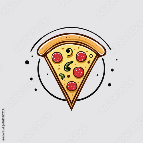 A deliciously designed and visually appealing cartoon illustration of a savory pizza slice, perfectly crafted for culinary branding or food-related graphic design projects