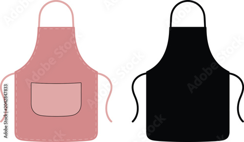 Kitchen apron silhouette and pink protective clothing with front pocket.