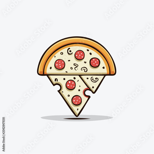 Creative pizza slice illustration with pepperoni and cheese, perfect for food-related designs