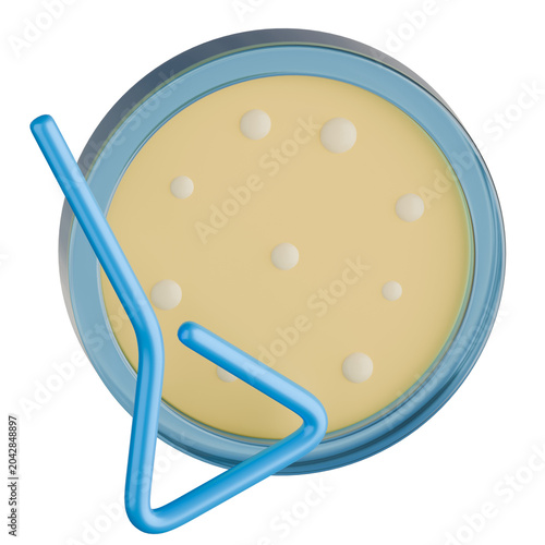 Petri Dish with Cell Spreader for Bacterial Spread Plate Technique in Microbiology. 3d illustration.