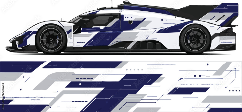 Fototapeta premium Sleek racing car with decals.