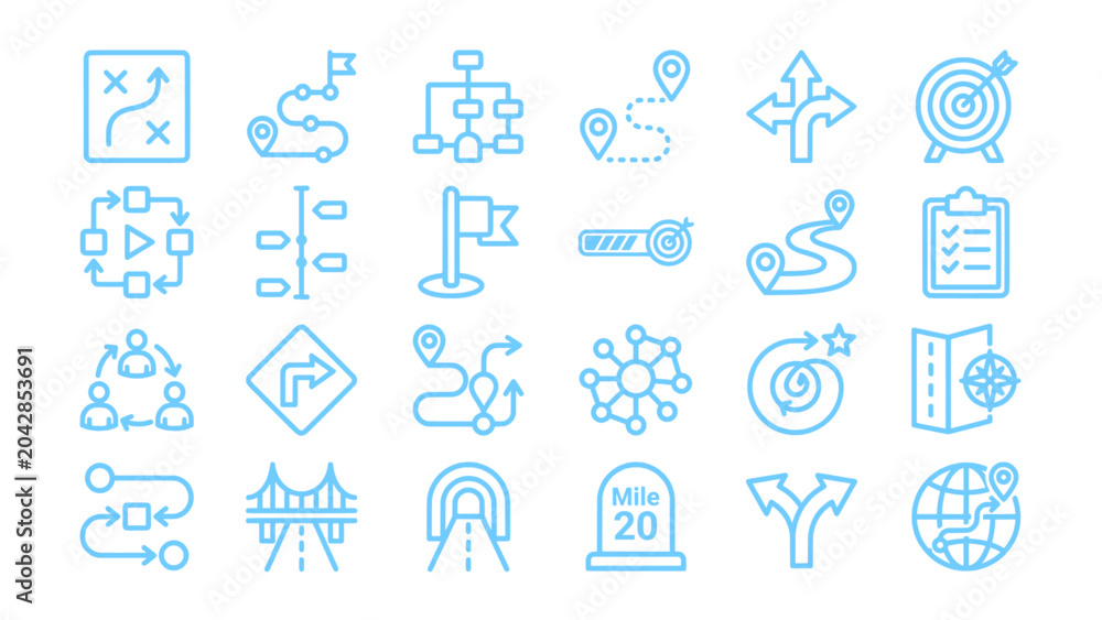 Fototapeta premium Business process, workflow, organization, and flowchart icon collection.