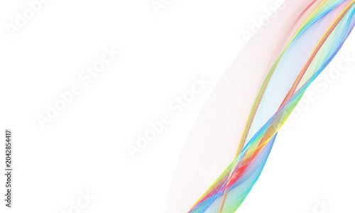 Bild auf Leinwand Abstract delicate rainbow spectrum ribbon flowing diagonally on white background