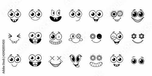 Foto cartoon facial features various eyes and mouths vector