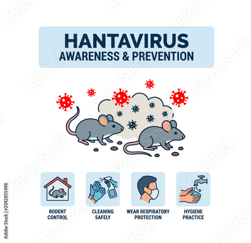Hantavirus Awareness and Prevention Infographic Vector Illustration