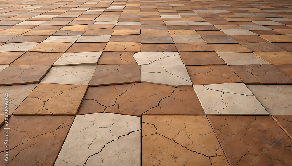 Fototapeta premium Cracked earth tiles background texture