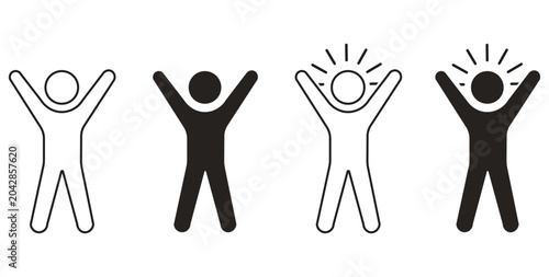 Tableau sur toile Modern active person or successful teammate vector sign collection