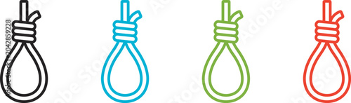 Bild auf Leinwand Colorful noose icons in black blue green and red on white background