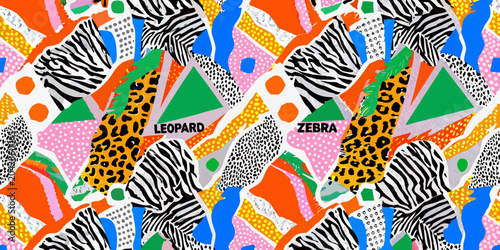 eclectic animal print collage pattern zebra leopard
