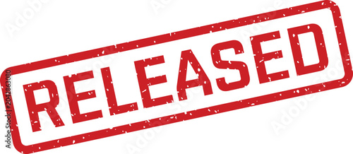 Quadro su tela A textured red rectangular stamp clearly presents the word Released on a bright