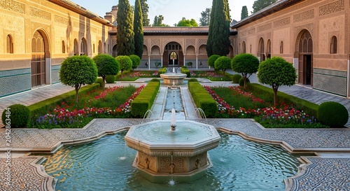 Courtyard garden at the generalife palace granada