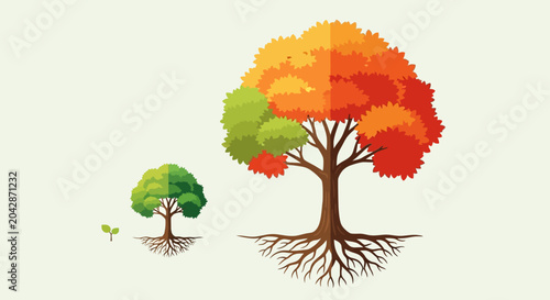 Tree with colorful changing leaves.