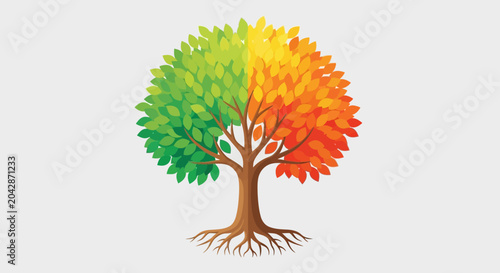 Tree with Colorful Leaves Illustration.