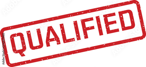 Quadro su tela Red textured rectangle rubber stamp effect featuring the word QUALIFIED prominen