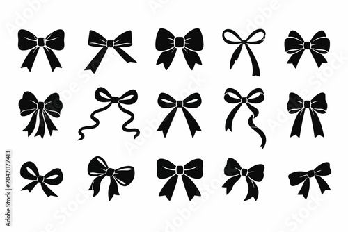 Diverse collection of black silhouette bow tie for and decoration
