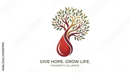 Symbolic design celebrating world blood donor day, uniting life-giving blood donation with growth and hope for humanity