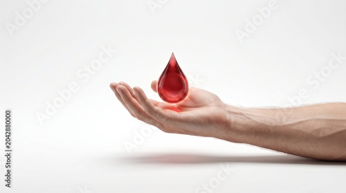 Symbolic blood drop held in an open hand, representing World Blood Donor Day and the vital act of saving lives through donation