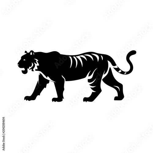tiger icon silhouette illustration for wildlife and nature design